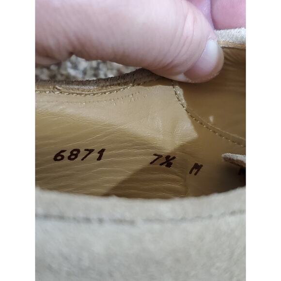 Barneys New York Men’s 7.5 M Beige Suede Derby Shoes Made in Italy Lace Up
